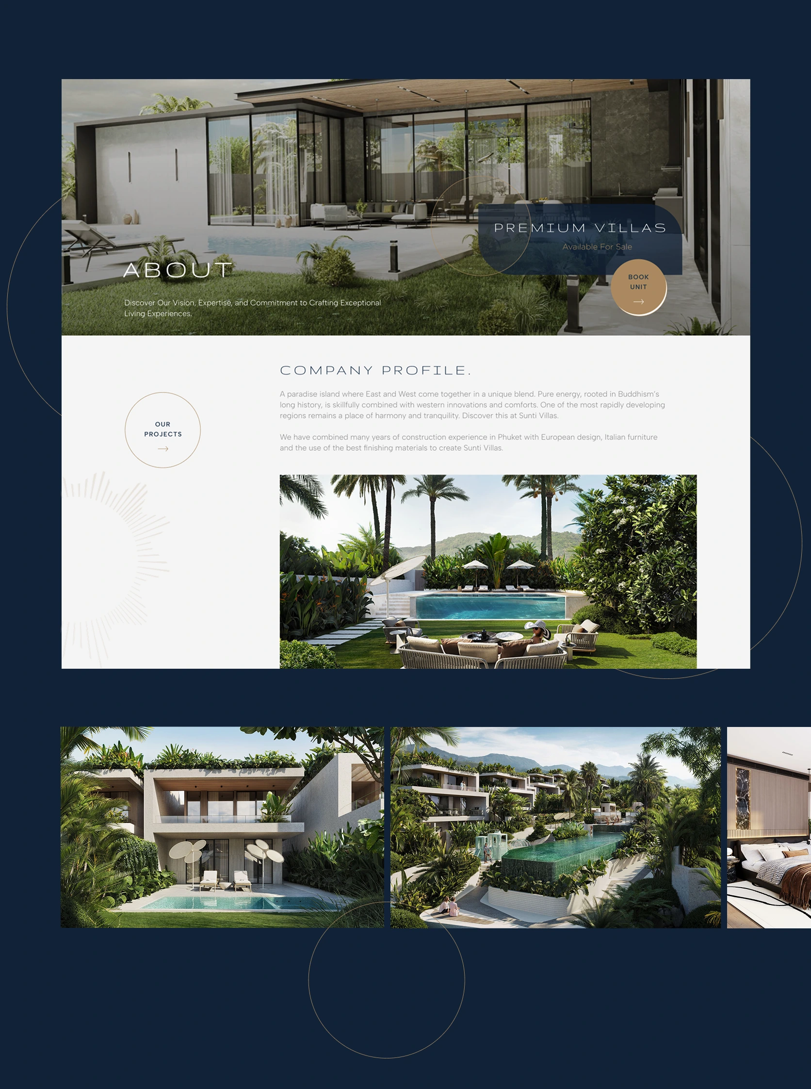 Sunti company profile, facilities, and lifestyle website sections