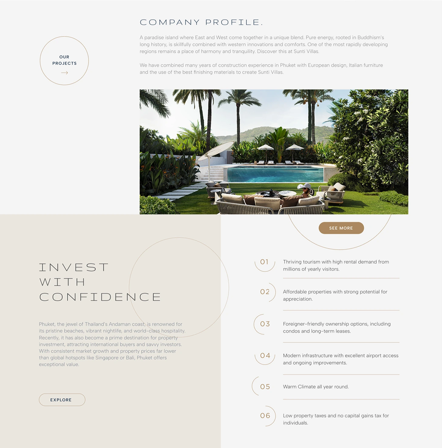 Final Sunti About and Company Profile interface built from the wireframe structure