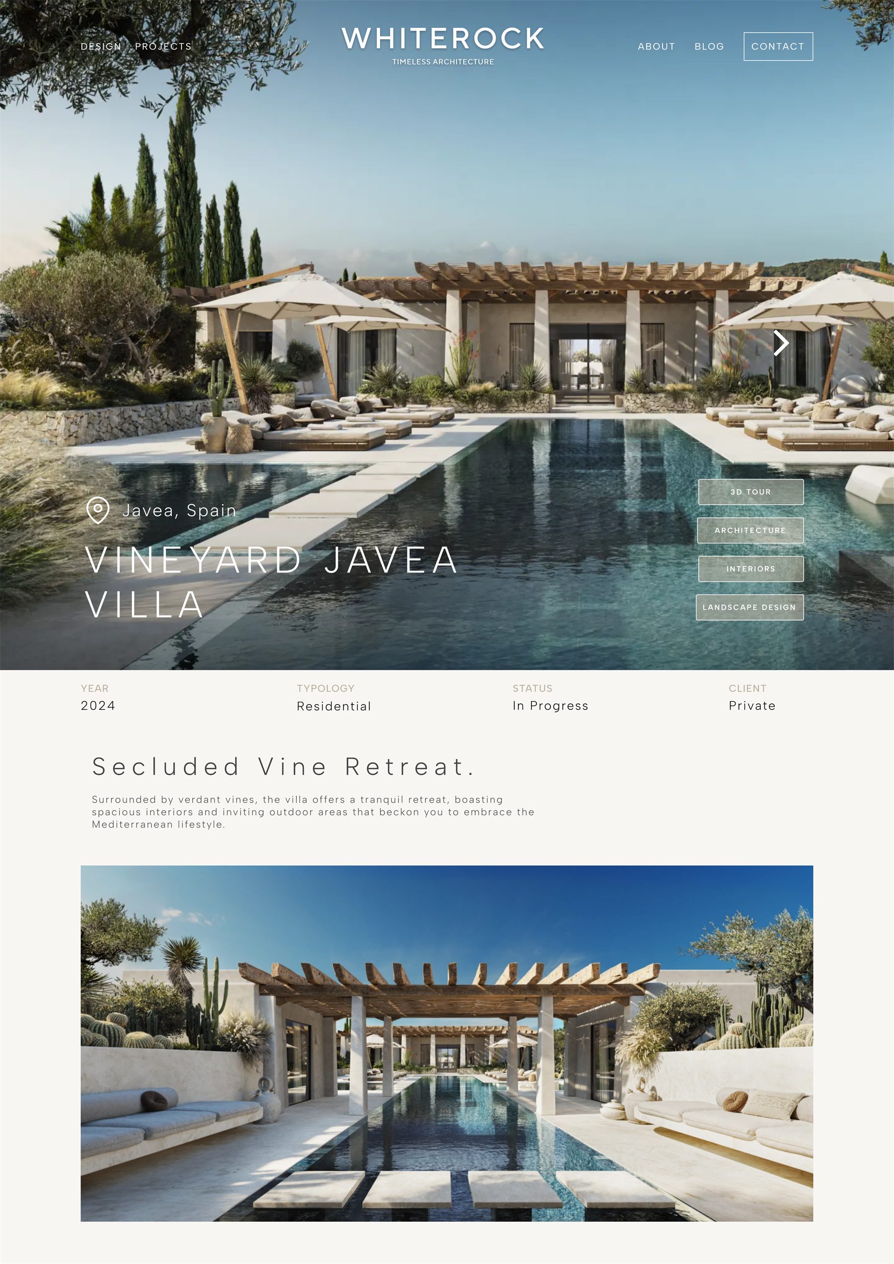 Finished Whiterock project introduction on desktop