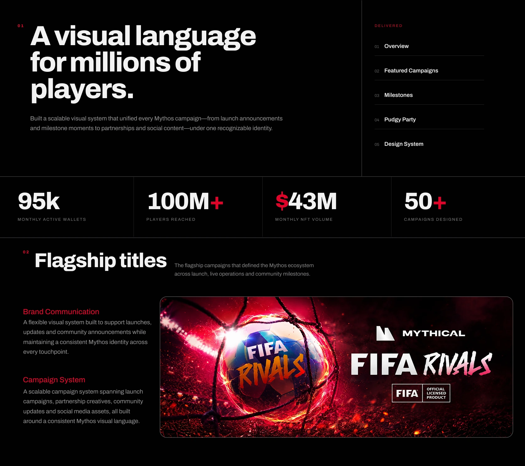 Mythos - a visual language for millions of players, scope delivered and key numbers